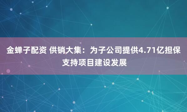 金蝉子配资 供销大集：为子公司提供4.71亿担保 支持项目建设发展
